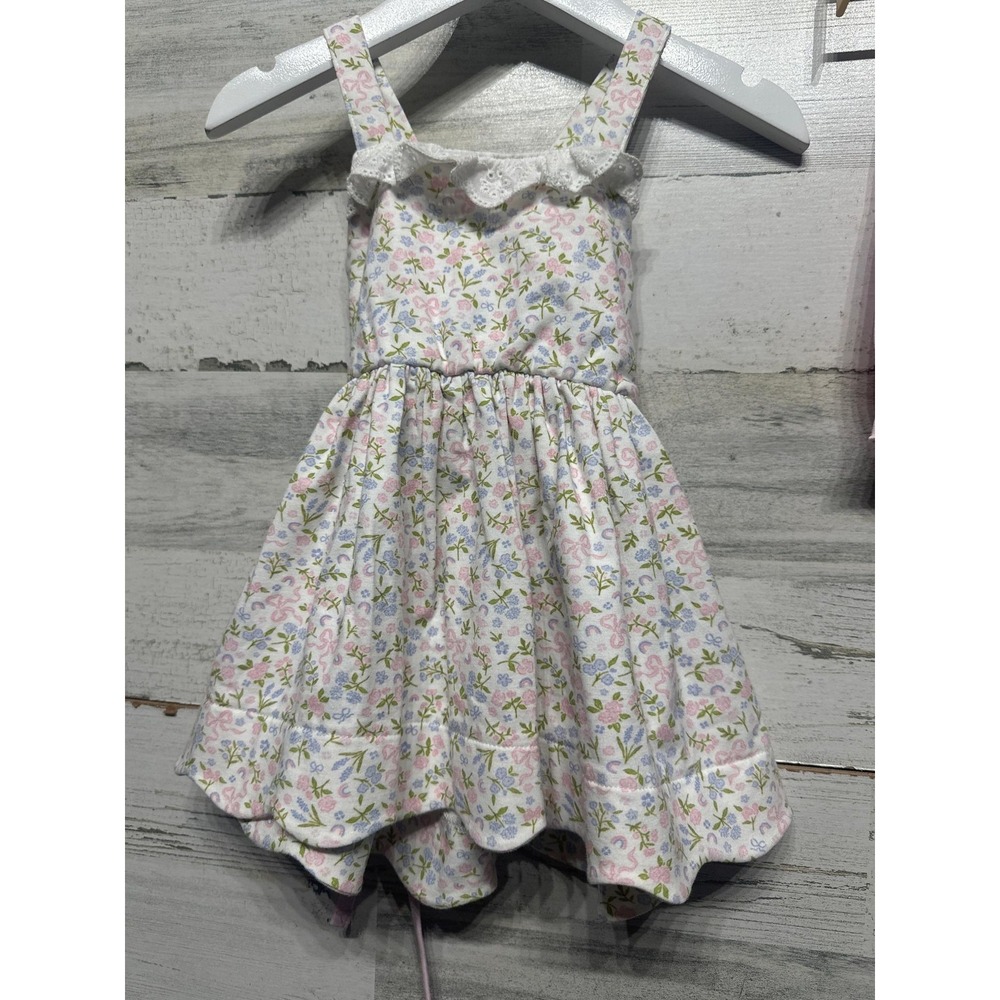 Serendipity Floral Dress and Bloomers Set Girls 9m Pink Blue Eyelet Lace EUC - Picture 3 of 4